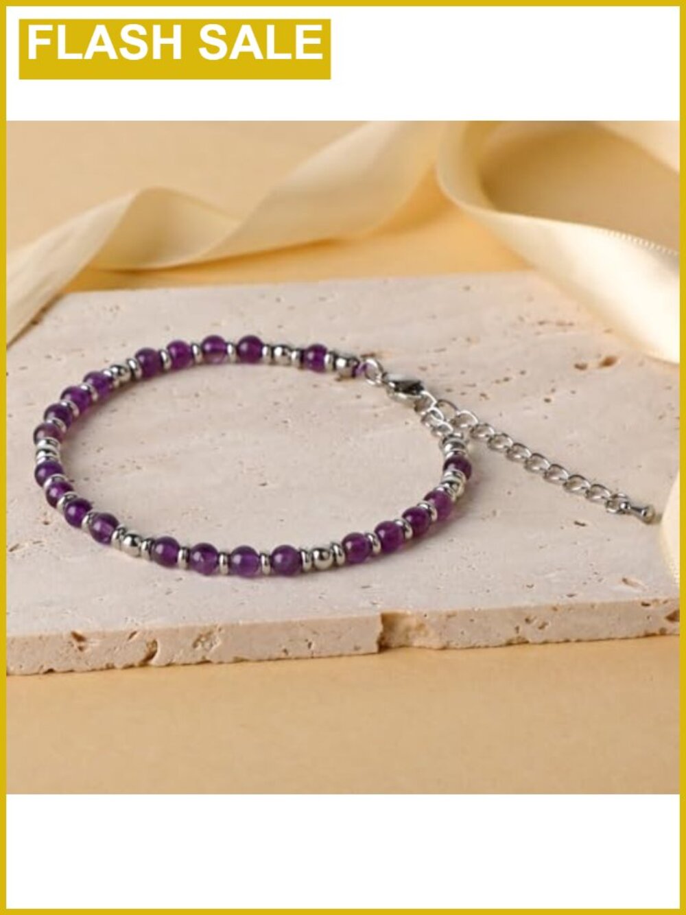 Amethyst Beaded Bracelet - Picture 2 of 6